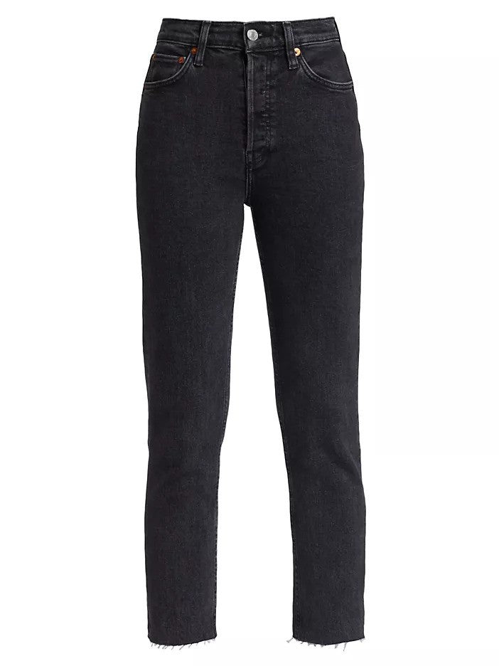 RE/DONE 90's High Rise Ankle Crop Black Jean